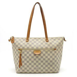 Louis Vuitton Damier Azur Canvas Tote with Tan Leather Trim